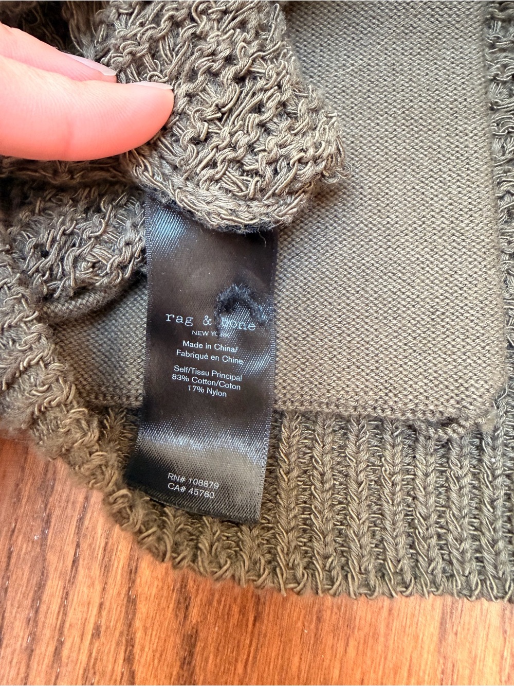 rag & bone Olive Cropped Waffle-Knit Button Cardigan XS - Picture 6 of 7